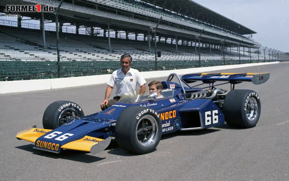 Foto zur News: Mark Donohue (14 Grands Prix): 1969 bestreitet der US-Amerikaner zum ersten Mal die 500 Meilen und wird Rookie des Jahres. Nach Platz zwei 1970 schlägt 1972 mit dem Sieg seine große Stunde. Es ist der erste Penske- und McLaren-Sieg in Indianapolis.