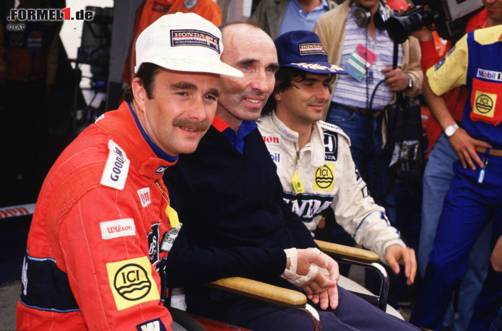 Foto zur News: ...besonders fies lief 1986 und 1987 das Williams-Stallduell zwischen Nigel Mansell und Weltmeister Nelson Piquet. Einmal hörte der Brasilianer den Boxenfunk seines Teamkollegen ab und kam statt dem Briten selbst an die Box. Doch damit nicht genug: Das Schlitzohr bezeichnete Mansells Ehefrau außerdem als...