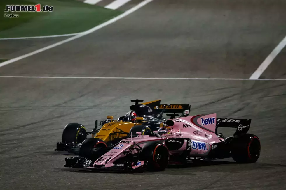 Foto zur News: Nico Hülkenberg kann P7 aus dem Qualifying nicht halten, weil Renault die Motorleistung im Rennen immer noch drosseln muss - aus Angst um die Haltbarkeit. Das Duell gegen seinen Ex-Teamkollegen Sergio Perez (7.) verliert er. Als Neunter holt er aber immerhin seine ersten beiden Punkte.