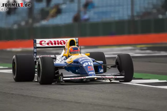 Foto zur News: Und auch das Williams-Team wird 2017 40 Jahre alt. Nigel Mansells "Red Five" hat in Silverstone legendäre Schlachten geschlagen. Unter dem Motto "Gartenparty für 200.000".