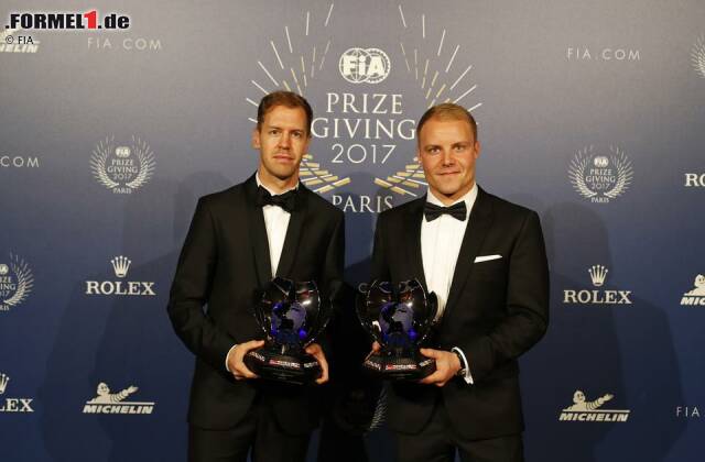 Foto zur News: Ebenfalls zu Gast: Ferrari-Ass und Vizeweltmeister Sebastian Vettel, hier mit Bottas.