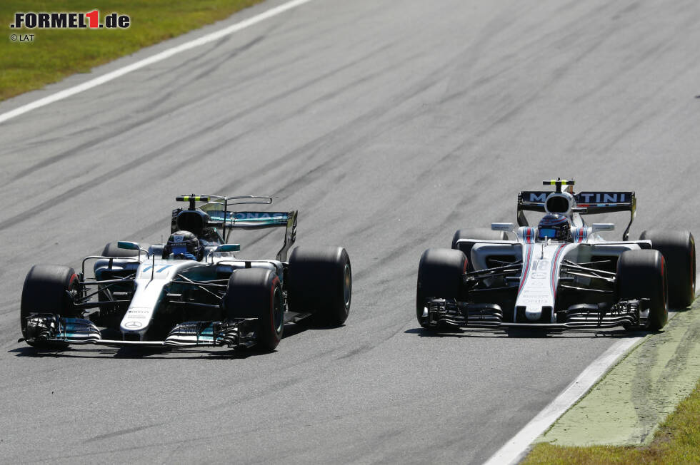 Foto zur News: Runde 3: Bottas spielt den überlegenen Speed des Mercedes aus und überholt Stroll. Eine Runde später ist Ocon dran. Mercedes hat jetzt eine Doppelführung in der &quot;Höhle des Löwen&quot;. Und Vettel als Fünfter schon 5,8 Sekunden Rückstand.