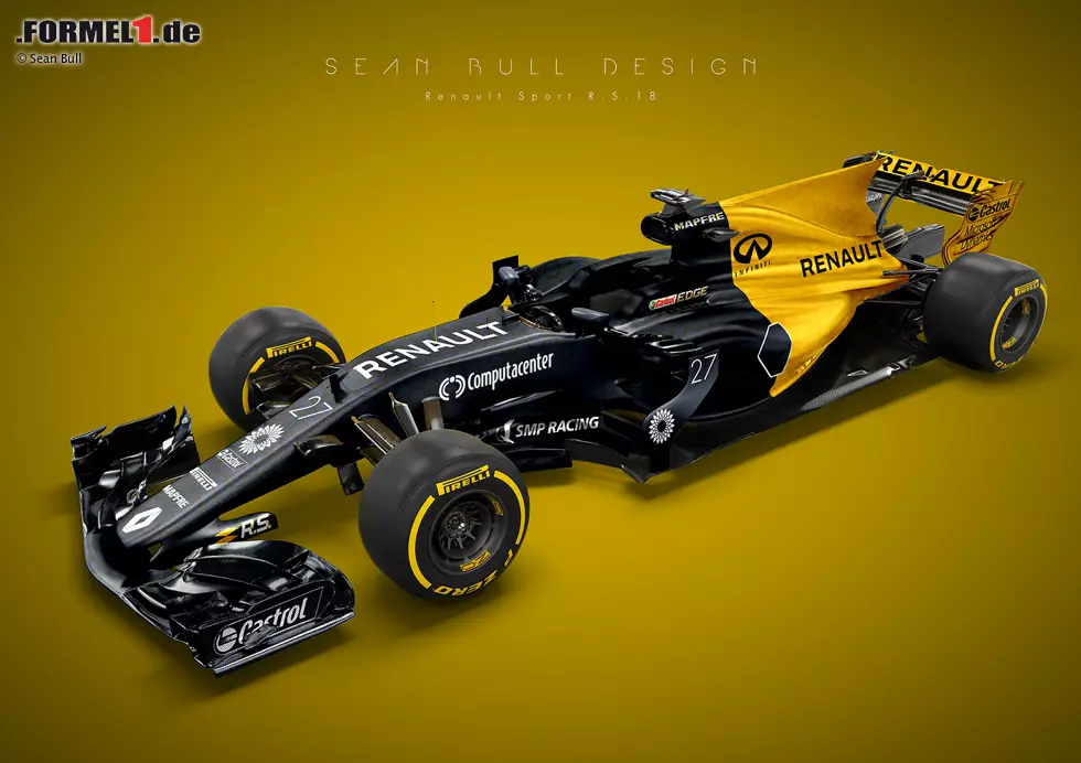 Foto zur News: Auch für das Renault-Team hat Sean Bull eine eigene Lackierung entworfen. Scheinbar ist er mit dem bisherigen Design nicht ganz zufrieden. Stattdessen verlässt er sich auf ein deutlich voneinander abgetrenntes Zwei-Farben-Design in den traditionellen Farben gelb-schwarz.