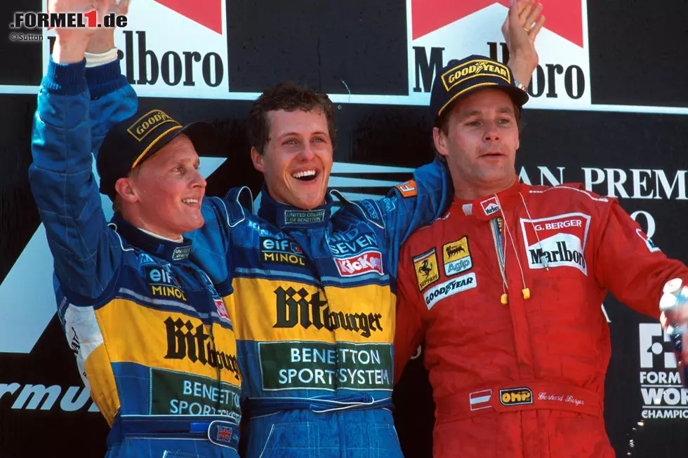 Foto zur News: Platz 9: 1995 - Johnny Herbert (44,12 Prozent der Punkte von Michael Schumacher) - Der Brite holt in seiner ersten (und einzigen) kompletten Benetton-Saison zwar immerhin zwei Siege. &quot;Schumi&quot; gewinnt im B195 mit neun Erfolgen aber mehr als die Hälfte aller Saisonrennen - und am Ende zum zweiten Mal den WM-Titel.