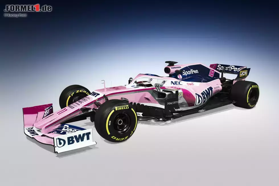 Foto zur News: Das neue Team Racing Point zeigt die Lackierung für die Saison 2019 auf dem alten Auto.