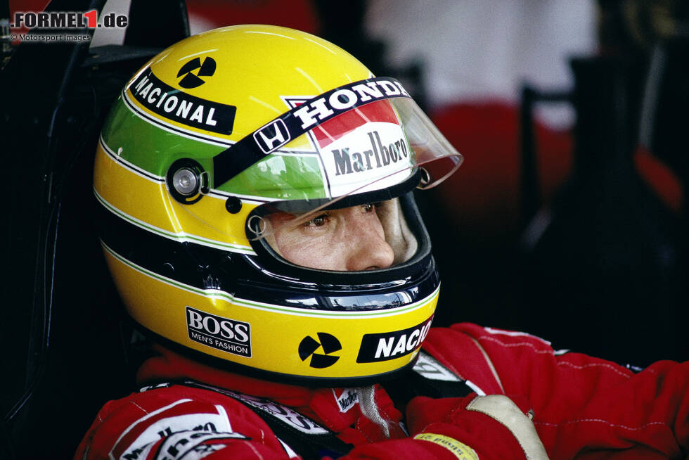 Foto zur News: #1: Ayrton Senna - Viel Gelb, etwas Dunkelblau und Hellgrün: Das Design von Senna hat mit Abstand die meisten Punkte in unserer Redaktionsabstimmung erhalten. Kein Wunder: Senna gilt bis heute als einer der Besten aller Zeiten, sein gelber Helm ist der berühmteste der Formel 1.