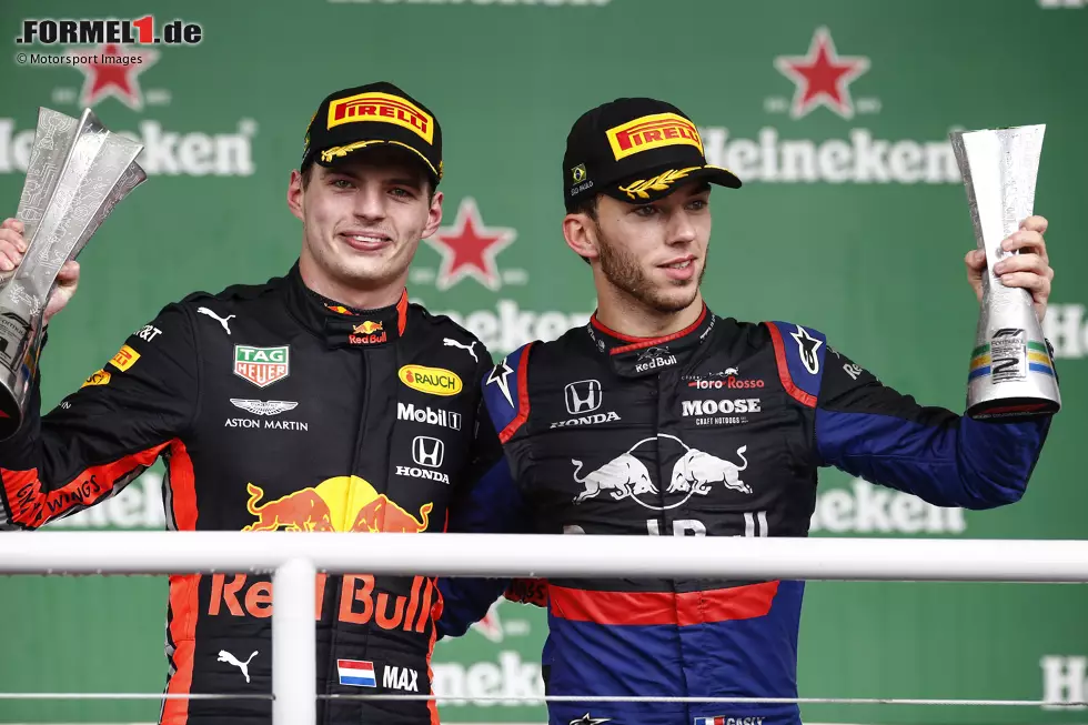 Foto zur News: #1: Brasilien 2019 - Max Verstappen, Pierre Gasly, Carlos Sainz (Durchschnittsalter: 23 Jahre, 8 Monate, 23 Tage)