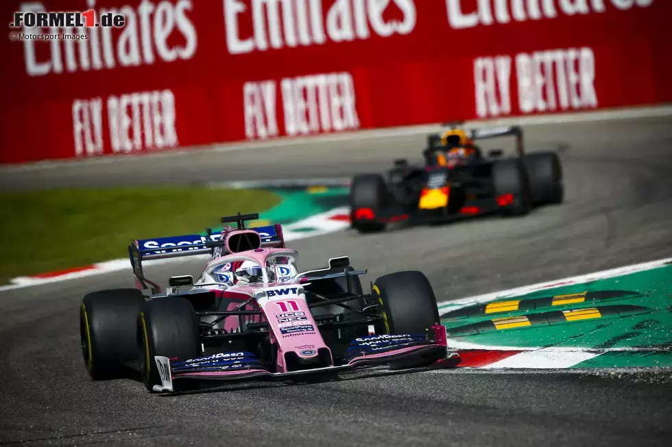 Foto zur News: Sergio Perez (2): Den Trainingsdreher in der Variante Ascari, der seinen Mechanikern Arbeit bescherte, hätte er sich sparen können. Ansonsten war Monza eine routinierte und starke Performance. Von so weit hinten auf P7 zu fahren, das kann nicht nur am Racing Point liegen.