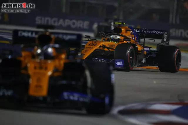 Foto zur News: Lando Norris (3): Singapur gilt als eine der schwierigsten Strecken für Rookies, und das hat Norris gegen Sainz, fast schon ein alter Hase in der Formel 1, zu spüren bekommen. Letztendlich war er "Best of the Rest" - aber mehr auf der Ergebnisliste als in Sachen schiere Pace.