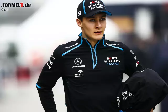 Foto zur News: Russell hat bereits in seinen Kartzeiten ein Helmdesign getragen, das dem von Montoya sehr ähnelte. Nun hat er sich dazu entschieden, die Hälfte seines Helms in den kolumbianischen Farben des Ex-Williams-Fahrers zu lackieren.