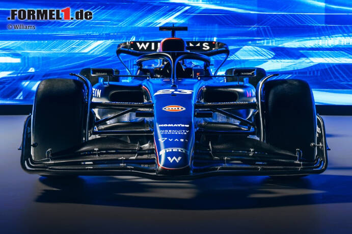 Foto zur News: Für 2024 ändern sich wieder nur Details am Williams-Look: Es bleibt bei Dunkelblau und Schwarz und kleinen Farbakzenten mit Rot und Weiß am FW46.