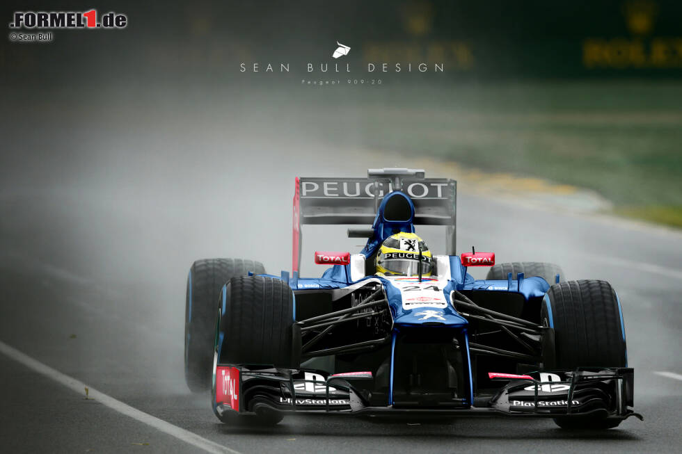 Foto zur News: Ein paar Jahre in die Zukunft gedacht, in die Formel-1-Saison 2013, hätte ein Werks-Peugeot in der Formel 1 möglicherweise so ausgesehen. In Blau-Weiß-Rot war Peugeot 2009 noch einmal in Le Mans erfolgreich, mit einem gewissen Alexander Wurz am Steuer. Ein Formel-1-Programm war da aber nur noch Träumerei fantasiereicher Fans.