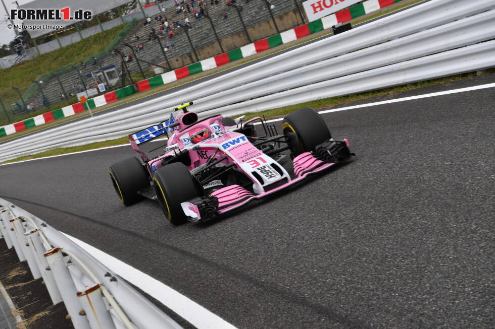 Foto zur News: Nach P9 in Suzuka aber reißt sein Erfolgsfaden: Ocon holt 2018 kein Top-10-Ergebnis mehr.