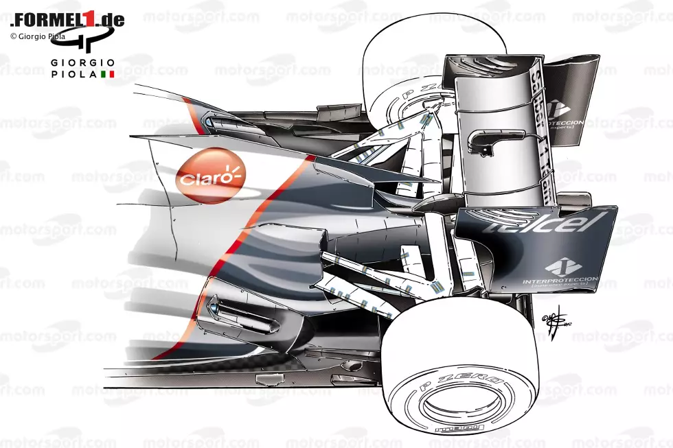 Foto zur News: Sauber kann nicht zu jedem Rennen neue Teile mitbringen und flirtet kurz mit der Crossover-Lösung, bevor man merkt, wie viel Arbeit notwendig ist, damit es funktioniert. Stattdessen wechselt man auf eine Coanda-Lösung im McLaren-Stil.