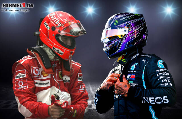 Foto zur News: 91 Formel-1-Siege haben sie beide, aber wie fällt der Vergleich zwischen Michael Schumacher und Lewis Hamilton bei diesem Meilenstein in anderen Statistiken aus? Wir machen den Check!