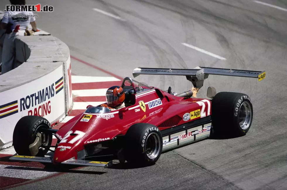 Foto zur News: 1982: Ferrari-Liebling Gilles Villeneuve im Ferrari 126C2, das für ihn zum Schicksalsauto wird: Er verunglückt tödlich in Zolder.