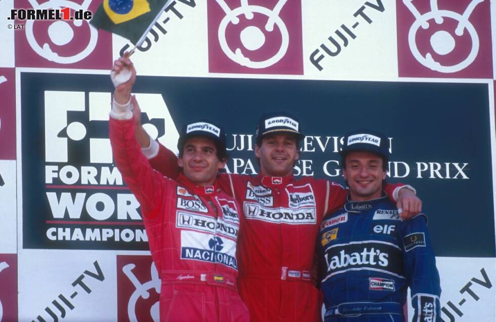 Foto zur News: Gerhard Berger: Bei seinem Sieg im McLaren in Japan ist der Österreicher 1991 erst der dritte Pilot nach Lauda und Prost, der für beide Teams gewinnen kann. Für Ferrari hatte er seinen ersten Grand-Prix-Sieg bereits 1987 gefeiert. Im Gegensatz zu den beiden Weltmeistern gewinnt Berger aber nie den Titel.