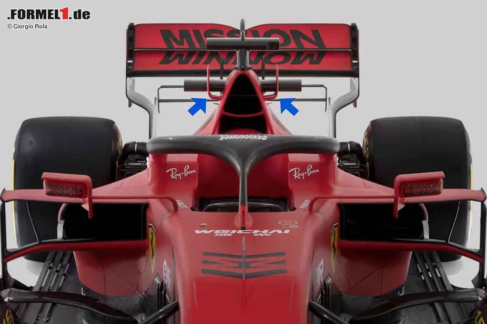 Foto zur News: Die Seitenkästen: 2017 hat Ferrari mit einer innovativen Gestaltung der Seitenkästen überrascht. Das Konzept wurde für 2020 noch einmal verfeinert - unter anderem mit Ideen von Red Bull.