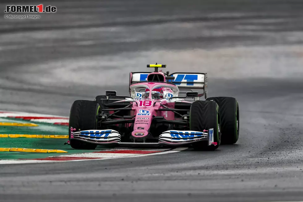 Foto zur News: Lance Stroll (3): Qualifying und die erste Rennhälfte waren perfekt - dann ging es komplett den Bach runter. Nur P9 am Ende, weil er ein großes Problem mit Graining hatte. Muss sich die Frage gefallen lassen, warum andere Piloten es mit den Reifen hinbekommen haben, er aber nicht. Zwischen Himmel und Hölle, macht am Ende eine 3.