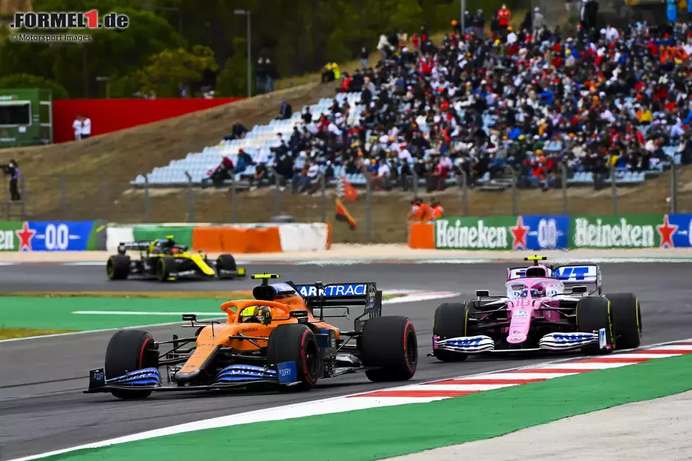 Foto zur News: Lando Norris (3): Hatte am Ende nach dem Crash mit Stroll nicht mehr die Möglichkeit, Argumente für eine bessere Note zu sammeln. Am ganzen Wochenende minimal langsamer als der Teamkollege. Ein Redakteur hätte ihm trotzdem eine 2 gegeben, die Mehrheit war am Ende aber für eine gute 3.