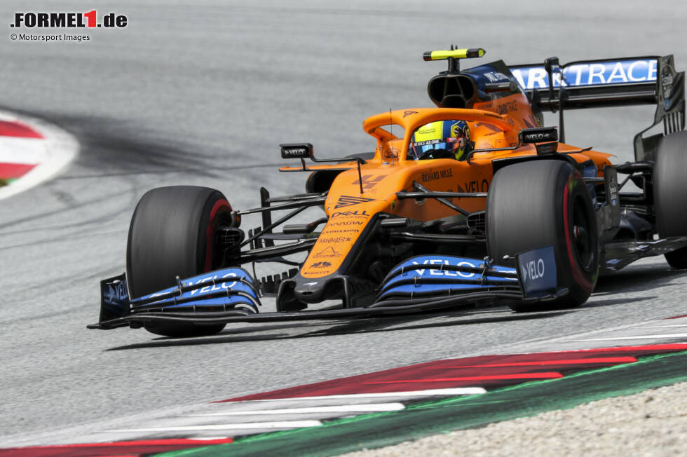 Foto zur News: Lando Norris (2): Rechtfertigt P5 im McLaren eine 1? Für uns nicht, denn zum einen handelte sich Norris am Freitag eine unnötige Strafe ein, zum anderen profitierte er im Rennen von einigen Zwischenfällen vor ihm. Die 2 gibt&#039;s dafür, dass er seine Chancen optimal genutzt hat. Für die 1 fehlt noch ein bisschen.