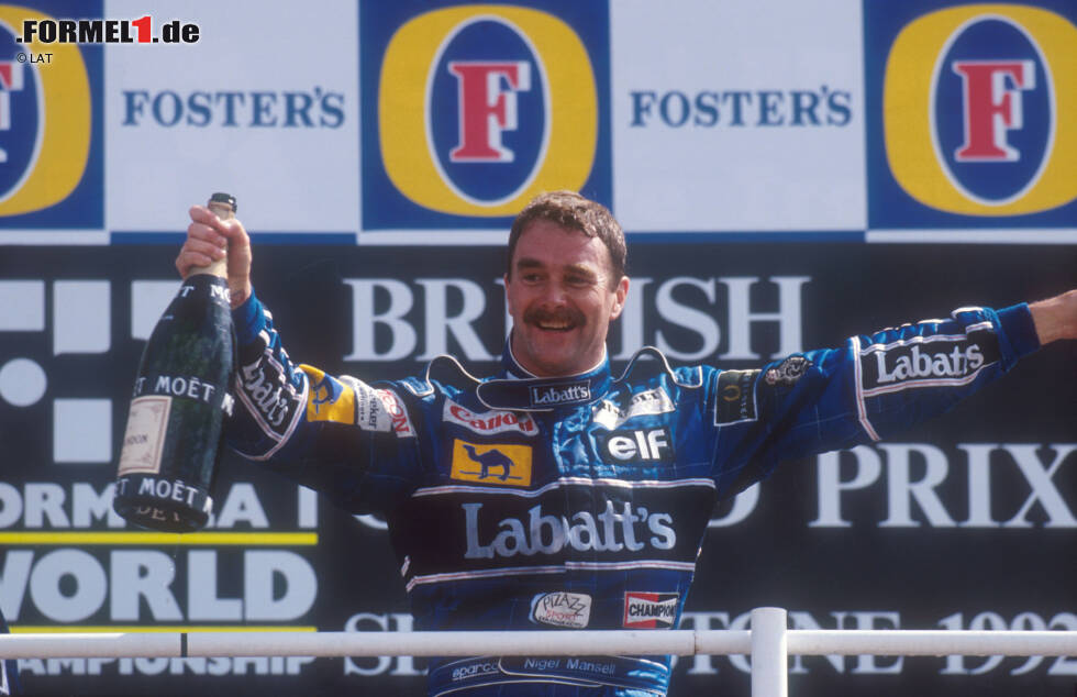 Foto zur News: Besonders emotional wurde es in Silverstone: Der &quot;Löwe&quot;, wie Mansell oft genannt wurde, schenkte seinen treuen Fans einen unvergessenen Heimsieg. Schon im Qualifying ...