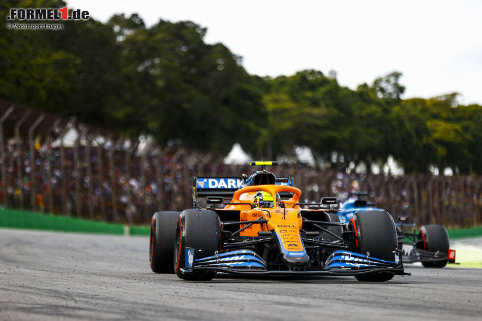 Foto zur News: Lando Norris (4): Der bessere McLaren-Fahrer in Sao Paulo, aber mit Teilschuld am Startcrash  mit Sainz im Grand Prix, was McLaren wohl gute Punkte gekostet hat. P6 im Sprint war noch solide, P10 im Rennen Schadensbegrenzung. Von ihm hat man schon deutlich Besseres gesehen.