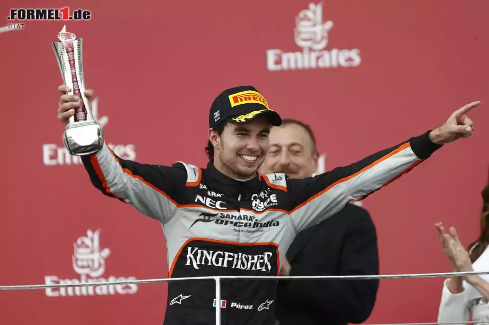 Foto zur News: 7. Podium: Großer Preis von Europa 2016 für Force India - 3. Platz hinter Nico Rosberg (1./Mercedes) und Sebastian Vettel (2./Ferrari)