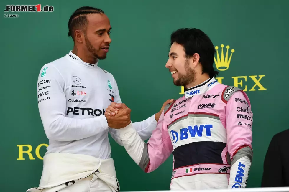 Foto zur News: 8. Podium: Großer Preis von Aserbaidschan 2018 für Force India - 3. Platz hinter Lewis Hamilton (1./Mercedes) und Kimi Räikkönen (2./Ferrari)