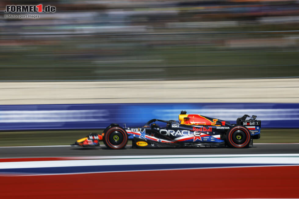 Foto zur News: Und ebenfalls 2023 fährt Red Bull in &quot;Stars and stripes&quot; - natürlich beim USA-Grand-Prix auf dem Circuit of The Americas in Austin.