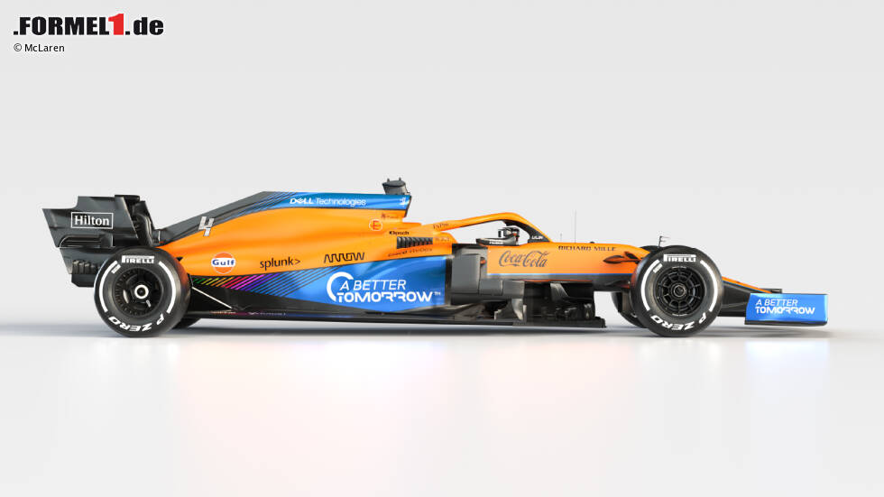 Foto zur News: Das Farbdesign des McLaren MCL35M orientiert sich am Vorjahresauto MCL35. Der Zusatz &quot;M&quot; steht für Mercedes, den neuen Antriebspartner des Teams. Im Heck arbeitet nun also der aktuell (vermutlich) beste Formel-1-Motor.