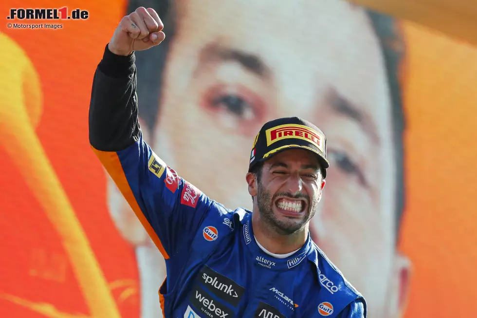 Foto zur News: Daniel Ricciardo (1): Wenn man das Haar in der Suppe sucht, dann sind es vielleicht die 0,006 Sekunden, die er im Qualifying langsamer als Norris war. Ansonsten aber ein perfektes Wochenende des Australiers, an dem es nichts auszusetzen gibt. Ein verdienter Sieger - auf der Strecke und bei den Redaktionsnoten!