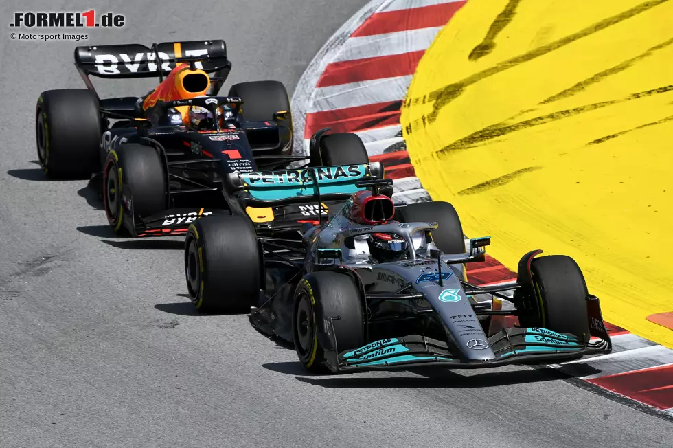 Foto zur News: George Russell (1): Führt im Rennduell gegen Hamilton jetzt mit 5:1. Kein Zufall! Trieb Verstappen mit seinen starken Verteidigungsmanövern in den Wahnsinn und war nach dem Leclerc-Aus der einzige Fahrer, der den Red-Bull-Doppelsieg hätte verhindern können. Wir freuen uns schon darauf, ihn in einem konkurrenzfähigen Mercedes zu sehen!