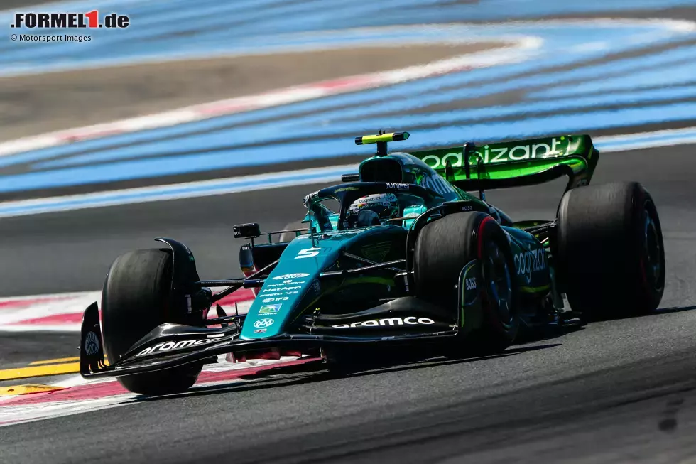 Foto zur News: ... landet Sebastian Vettel, er kommt im Aston Martin auf P13. Rückstand: Fast 1,9 Sekunden. Ein Top-10-Startplatz dürfte schwierig werden für ihn in Le Castellet, ebenso wie für ...