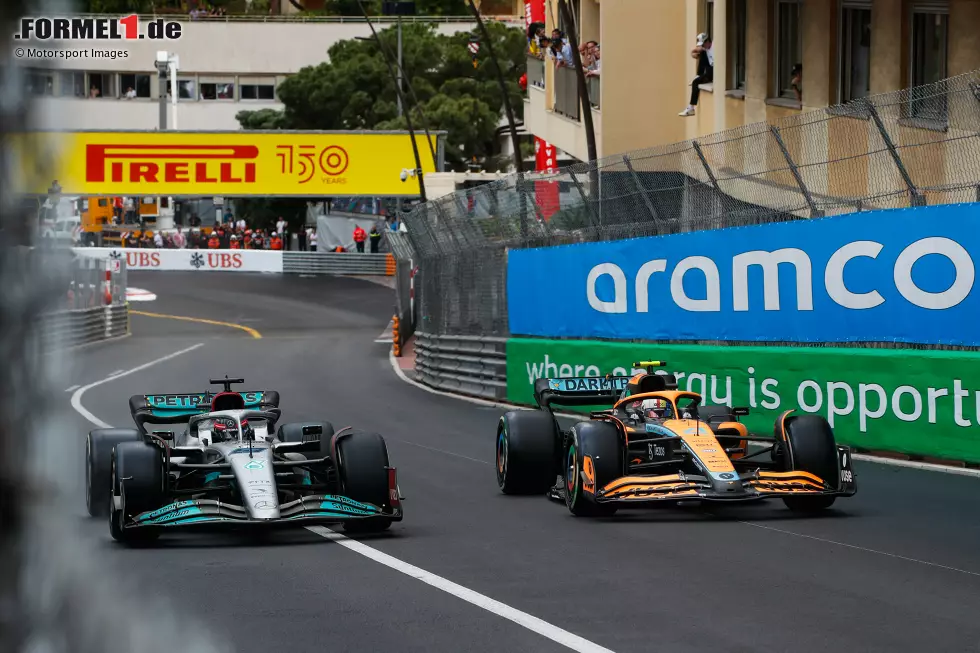 Foto zur News: George Russell (2): Keine Fehler, außerdem Sieger im Duell mit McLaren-Fahrer Norris. Dazu wieder ein Top-5-Ergebnis. Sehr ordentlicher Auftritt von Russell, mit wichtigen Punkten für Mercedes.