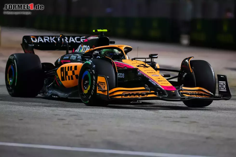 Foto zur News: ... verläuft der Tag für McLaren, die mit einer neuen Lackierung antreten. Lando Norris kommt mit dem Upgrade nur auf Platz elf, Daniel Ricciardo ohne Upgrade nur auf Platz 18. Dahinter liegt aber ein Deutscher ...