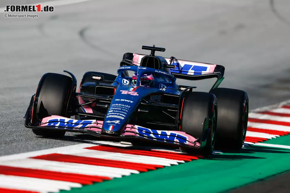 Foto zur News: ... neben Red Bull, Ferrari, Mercedes und Haas auch Alpine mit beiden Autos vertreten. Dieses Mal schlägt Esteban Ocon aber Fernando Alonso im internen Duell, verkürzt damit auf 4:7 im Direktvergleich. Und bei ...