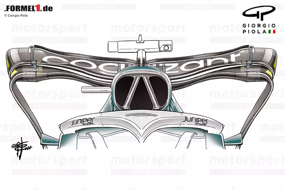 Foto zur News: Dieser Heckflügel, der erstmals in Belgien zu sehen war, aber erst in Italien eingesetzt wurde, war nicht nur das radikalste Design, das bei Aston Martin zu sehen war, sondern vielleicht im gesamten Starterfeld. Mit einer löffelförmigen Hauptebene und einem stark konturierten oberen Flag war es Low-Downforce und Low-Drag.