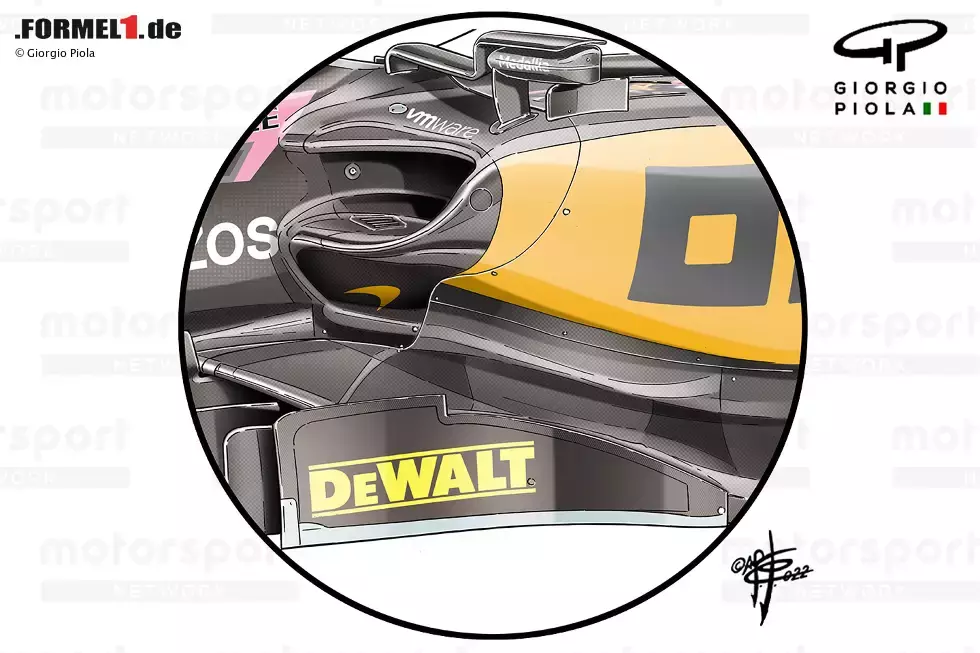 Foto zur News: Beim Großen Preis von Singapur kam ein weiteres Seitenkasten-Update, das sich erneut am Red Bull-Schema orientierte. Das von Red Bull verwendete vollständig offene Design wurde nicht verwendet, aber das neue Design ging eindeutig mehr in diese Richtung.