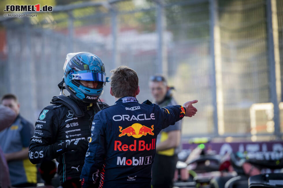 Foto zur News: George Russell (3): Eine unterdurchschnittliche Leistung für seine Verhältnisse. Im Qualifying raus in Q2, im Rennen den Restart verpennt. Ist auch selbst nicht zufrieden mit seinem Wochenende. Dazu die kontroverse Verstappen-Szene im Sprint. Einige kleine Glanzlichter, aber das kann er insgesamt deutlich besser.