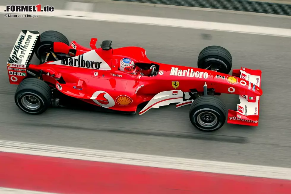 Foto zur News: 2003: Der F2003-GA ist nicht so überlegen wie seine Vorgänger, trotzdem schaffen es Michael Schumacher und Ferrari, auch im vierten Jahr in Folge, beide WM-Titel zu gewinnen.