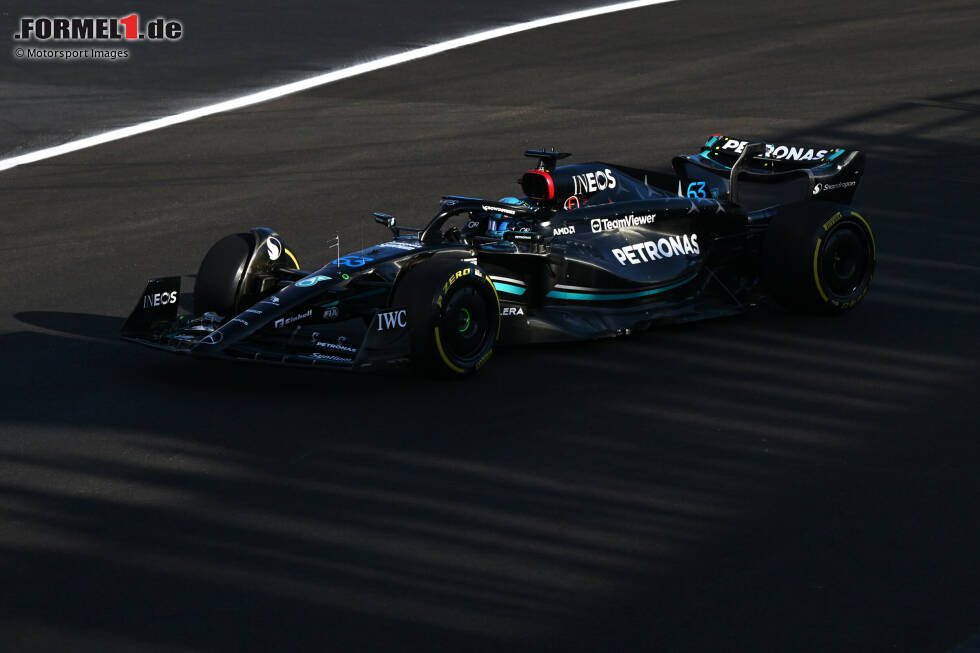 Foto zur News: ... George Russell, der auf P8 für Mercedes ebenfalls in die Punkte fährt und noch dazu den Bonuspunkt für die schnellste Runde abstaubt. Ohne Punkte bleibt ...