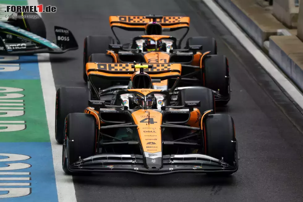 Foto zur News: ... die Namen der direkten Verfolger: Lando Norris und Oscar Piastri in den McLaren MCL60 fahren auf die Ränge zwei und drei im Qualifying, und das beim Heimrennen des Teams in Silverstone! Damit bleibt für ...