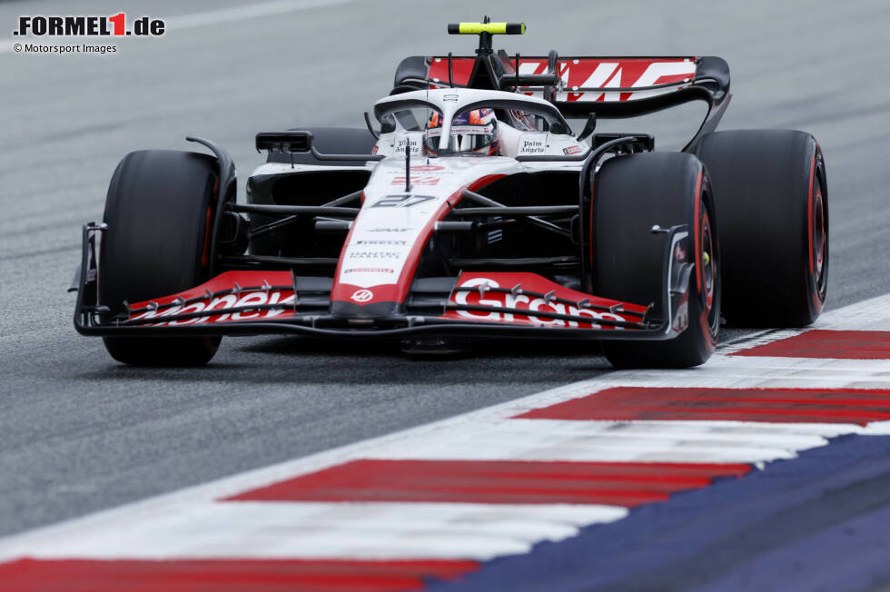 Foto zur News: ... Nico Hülkenberg im Haas VF-23 mit seiner dritten Top-10-Platzierung in Folge. Er ist dabei einer der Fahrer, die von insgesamt 47 (!) gestrichenen Rundenzeiten im Qualifying profitieren - Tracklimits! Und das hat vor allem Folgen für ...