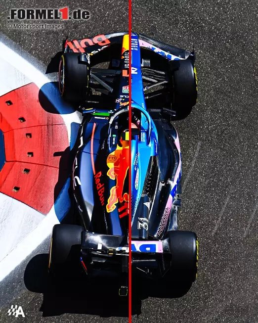 Foto zur News: Red Bull RB19 vs. Alpine A523