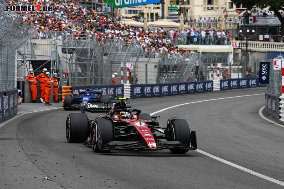 Foto zur News: Guanyu Zhou (5): Vorletzter im Qualifying, ohne den Perez-Crash wäre es sogar der letzte Platz gewesen. Damit ist das Wochenende in Monaco dann quasi schon vorbei. Das Rennen lief dann besser, aber für die meisten Redakteure war das zu wenig, um sich noch zur 4 zu retten. Ganz einig waren wir uns aber auch hier nicht.