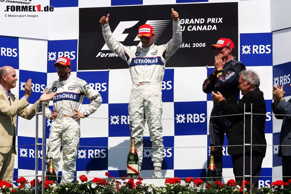 Foto zur News: Robert Kubica (Polen): Ein Jahr nach seinem schweren Unfall an gleicher Stelle gewinnt Kubica in Montreal den Kanada-Grand-Prix 2008 für BMW-Sauber. Weder Fahrer noch Team gewinnen anschließend weitere Rennen.