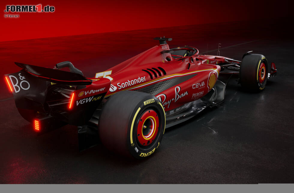 Foto zur News: ... verraten die ersten Bilder nicht viel über den SF-24, weil Ferrari bewusst dunkle Hintergründe verwendet und sensible Bereiche des Fahrzeugs gar nicht erst zeigt. Zum Beispiel ...