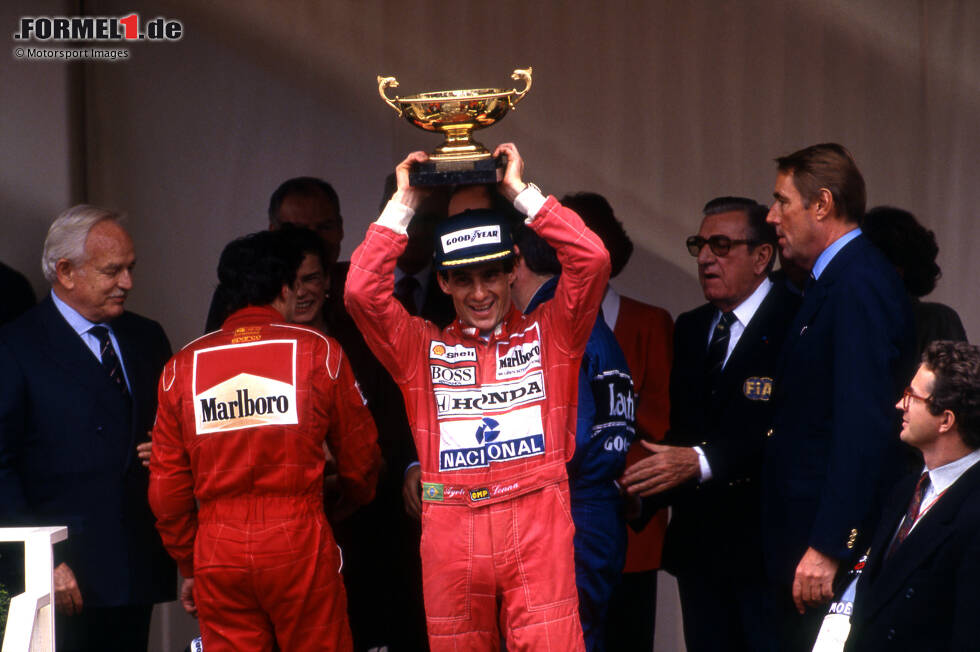 Foto zur News: 6 Siege: Ayrton Senna in Monaco. Graham Hill galt einst als &quot;Mister Monaco&quot;, doch Senna nimmt ihm den Siegrekord im Fürstentum ab. Nach seinem Lotus-Sieg 1987 gewinnt er ab 1989 fünfmal in Folge für McLaren.