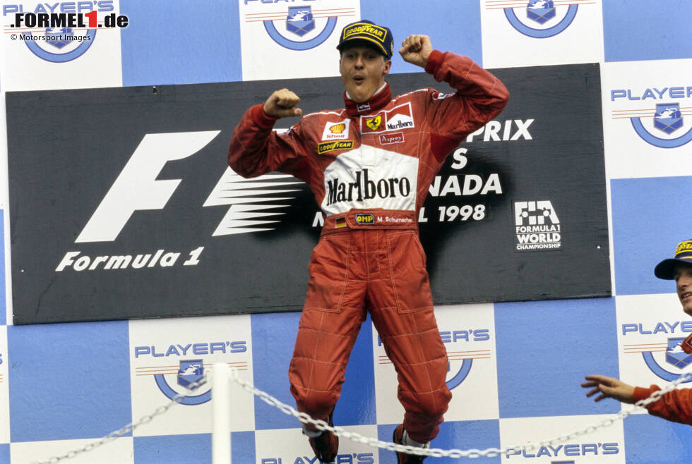 Foto zur News: 7 Siege: Michael Schumacher in Montreal. Ein Regenrennen beschert ihm 1998 (Foto) den dritten Kanada-Sieg, aber von 2000 bis 2004 folgen noch vier weitere für Schumacher im Ferrari.